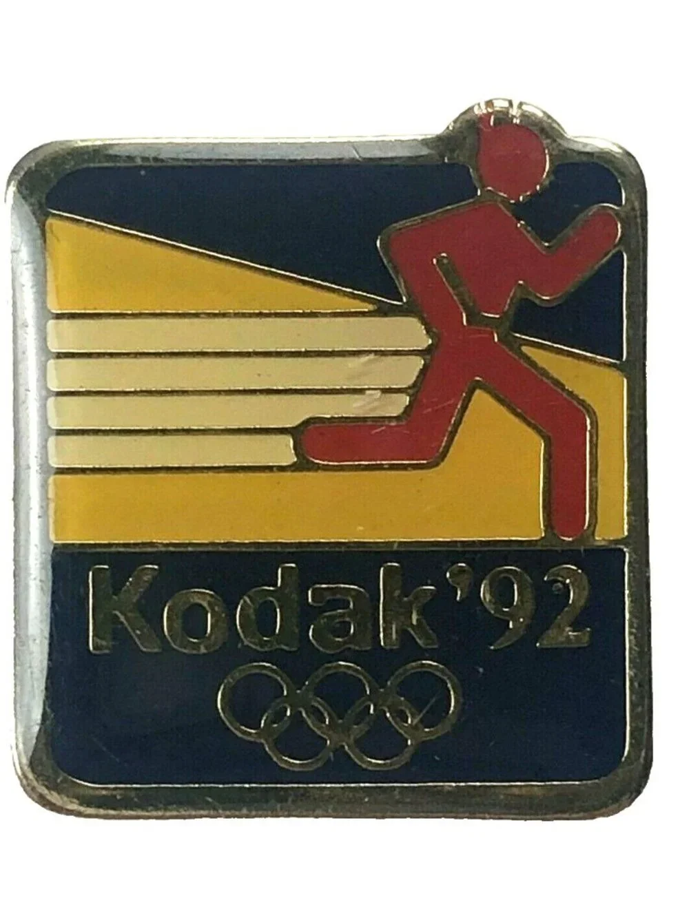 Vintage Kodak Eastman Camera Film 92 Olympics Track Running Brooch Pin Souvenir